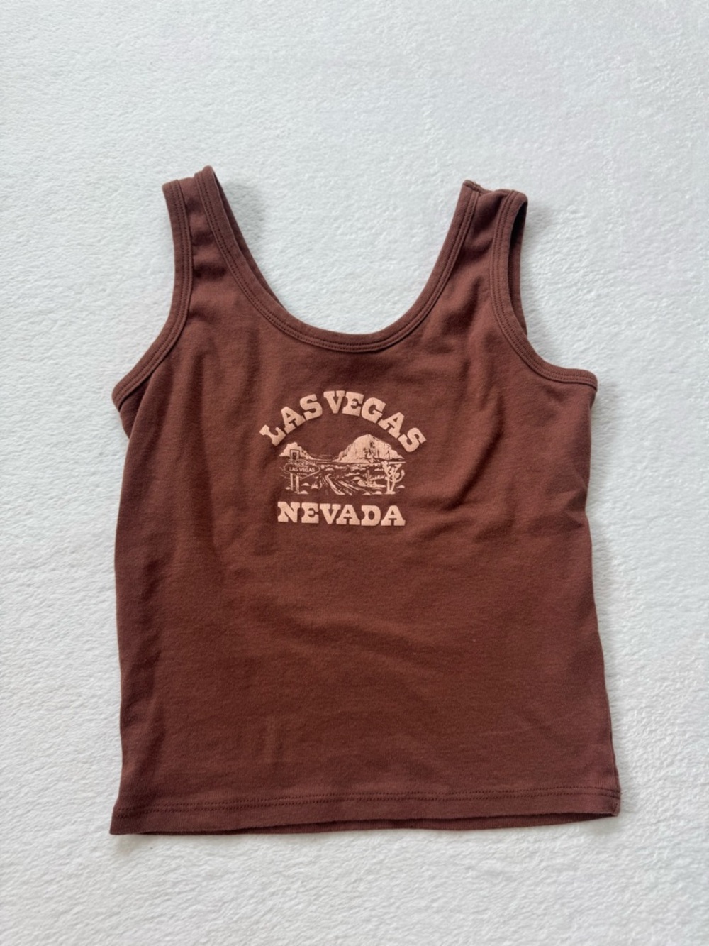 100% Cotton Las Vegas Nevada Brown Graphic Tank Top